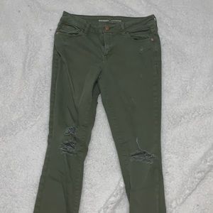 Green ripped skinny jeans